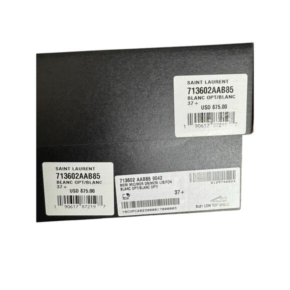 Saint Laurent NIB SL/61 Lace-Up Leather Sneakers in White Size 37.5 - Picture 4 of 16